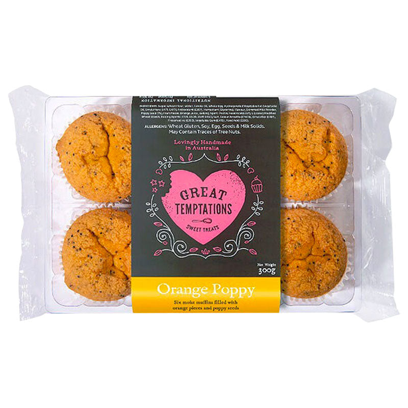 Great Temptations Orange Poppy Muffins | Harris Farm Online