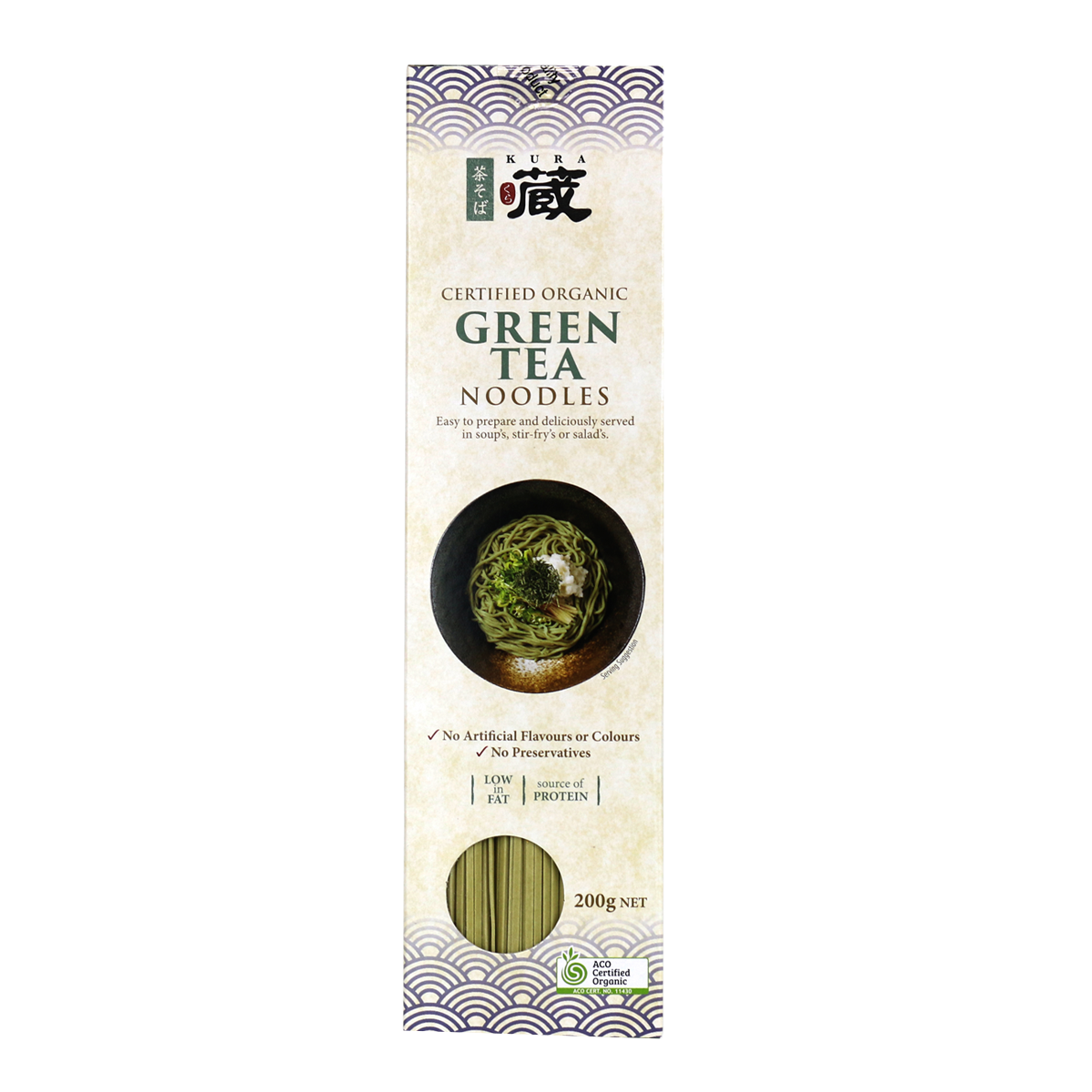 Kura Organic Green Tea Noodles 200g