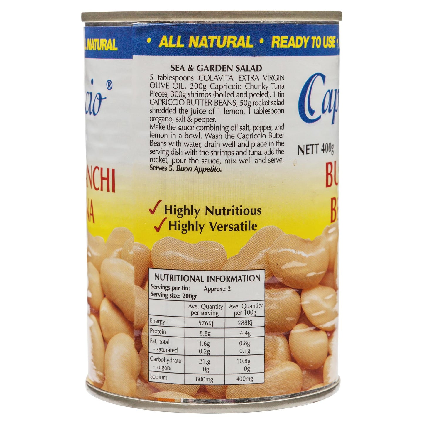 Capriccio Butter Beans 400g , Grocery-Can Veg - HFM, Harris Farm Markets
 - 2