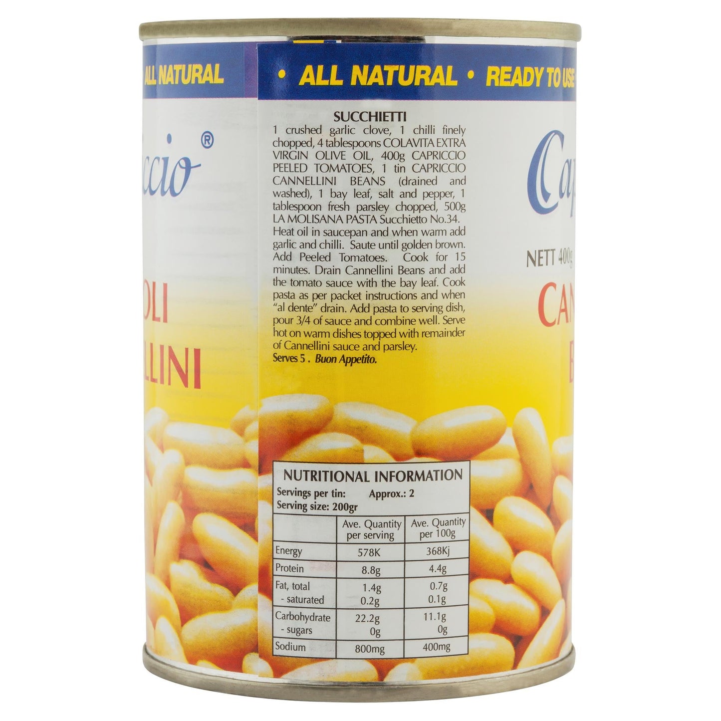 Capriccio Cannellini Beans 400g , Grocery-Can Veg - HFM, Harris Farm Markets
 - 2