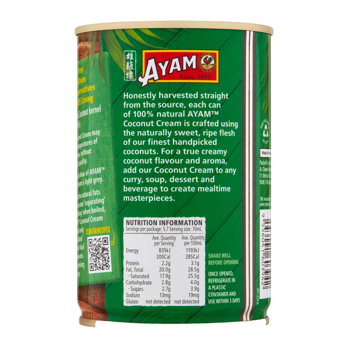 Ayam Coconut Cream 400ml