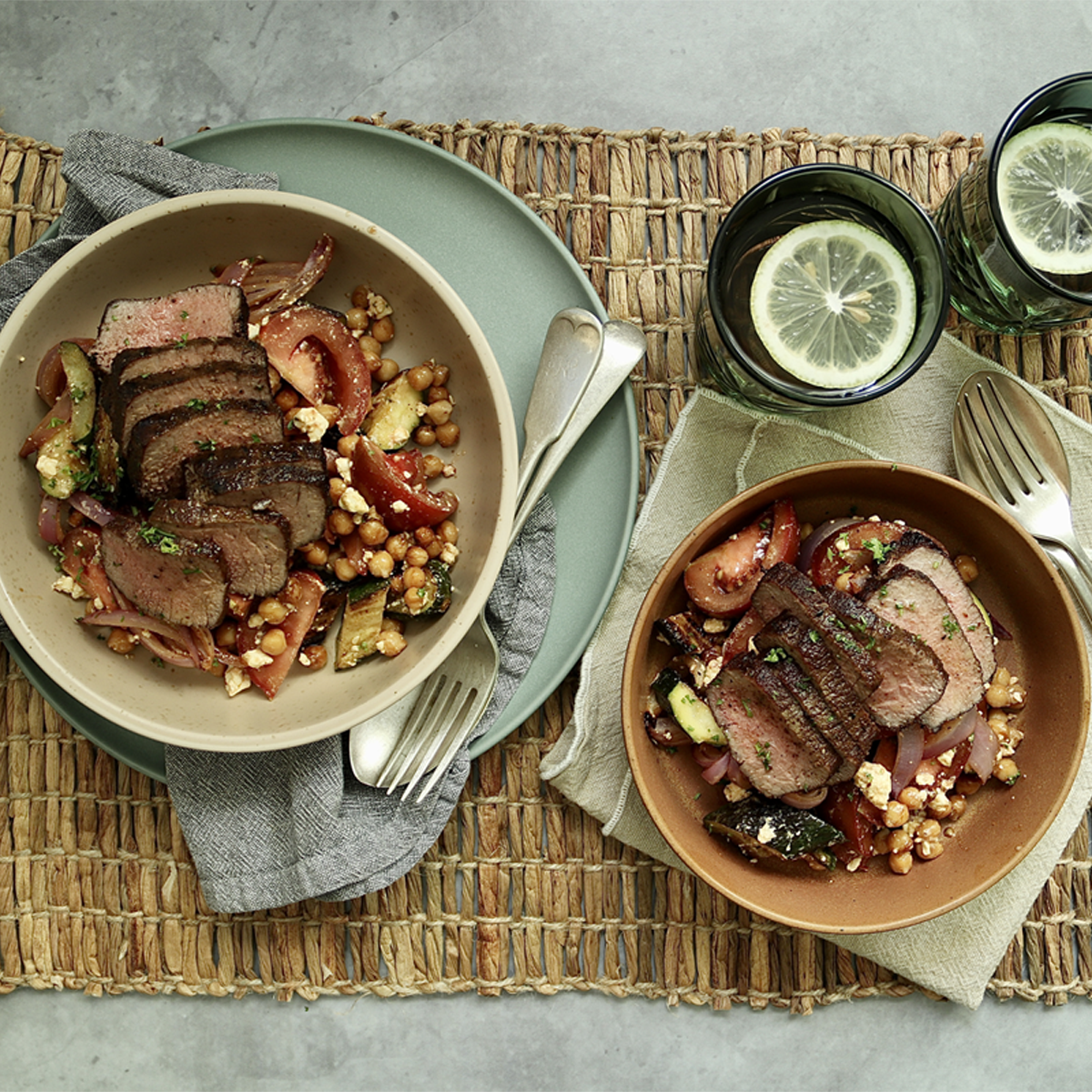 Lamb Backstrap - with Chickpea Tomato and Feta Salad