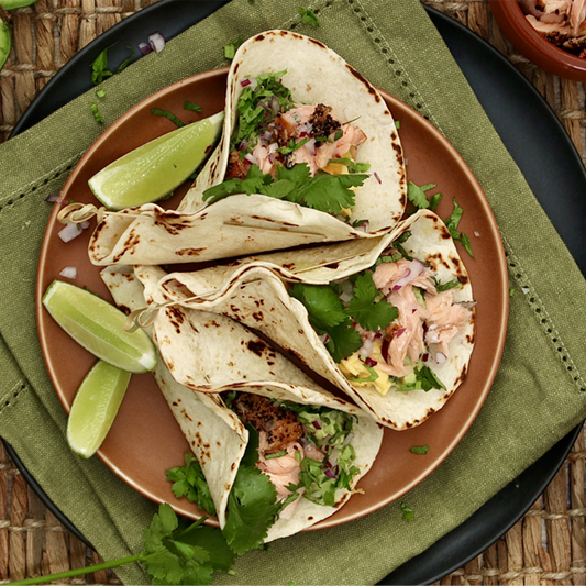 Smoked Salmon, Scrambled Eggs and Guacamole Tacos