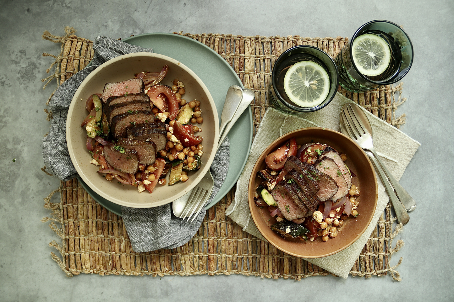 Lamb Backstrap - with Chickpea Tomato and Feta Salad