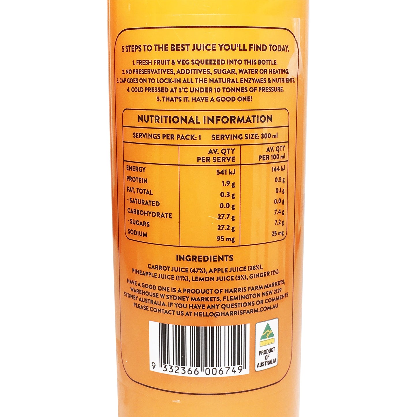 Harris Farm Cold Pressed Carrot Shield Juice 300ml