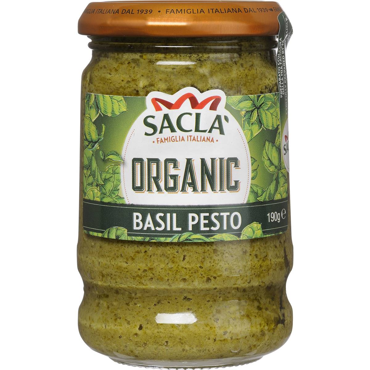 Sacla Organic Pesto Basil 190g