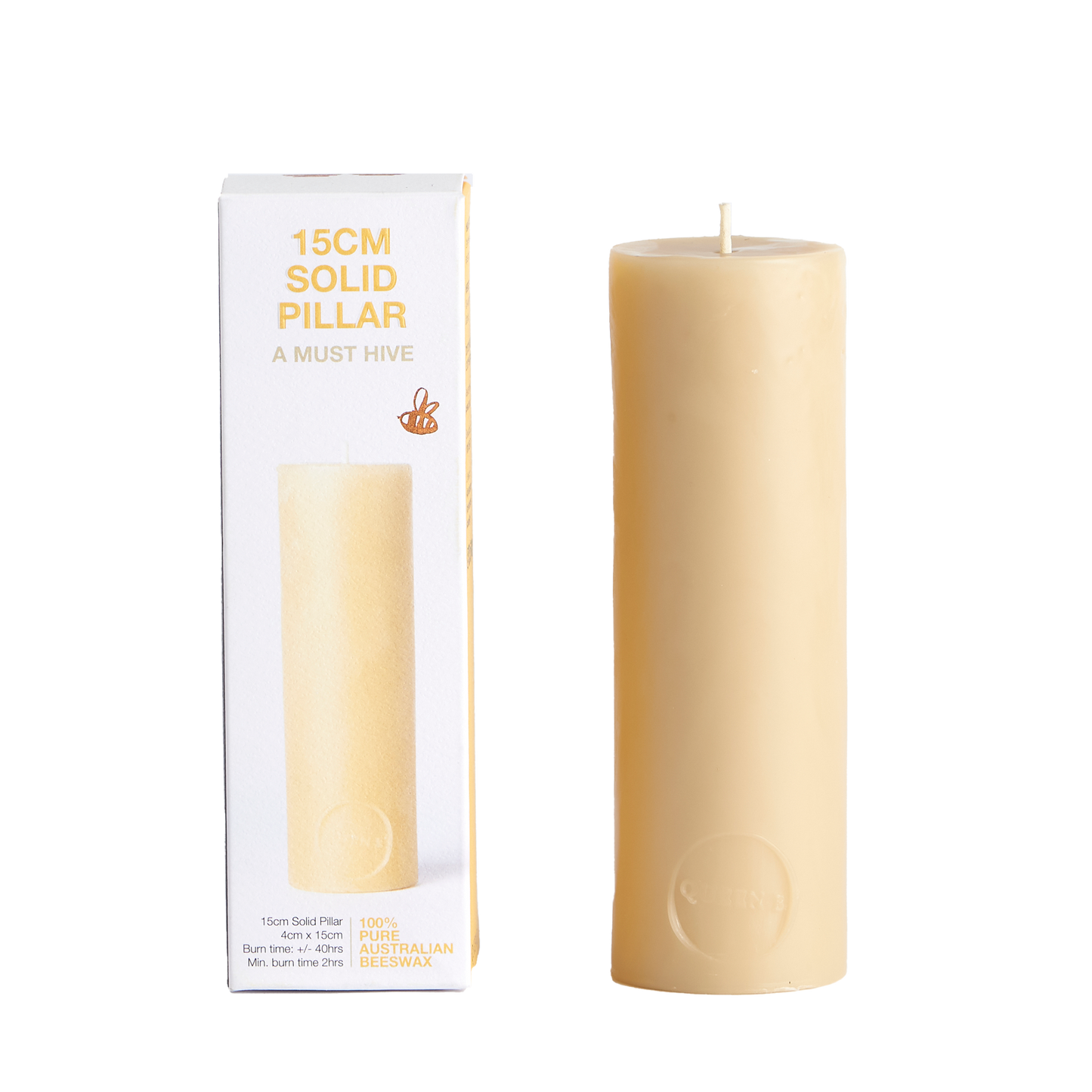 Queen B Solid Pillar Beeswax Candle Each