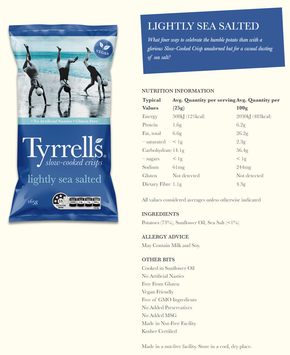 Tyrrells - Potato Chips - Lightly Sea Salted | Harris Farm Online