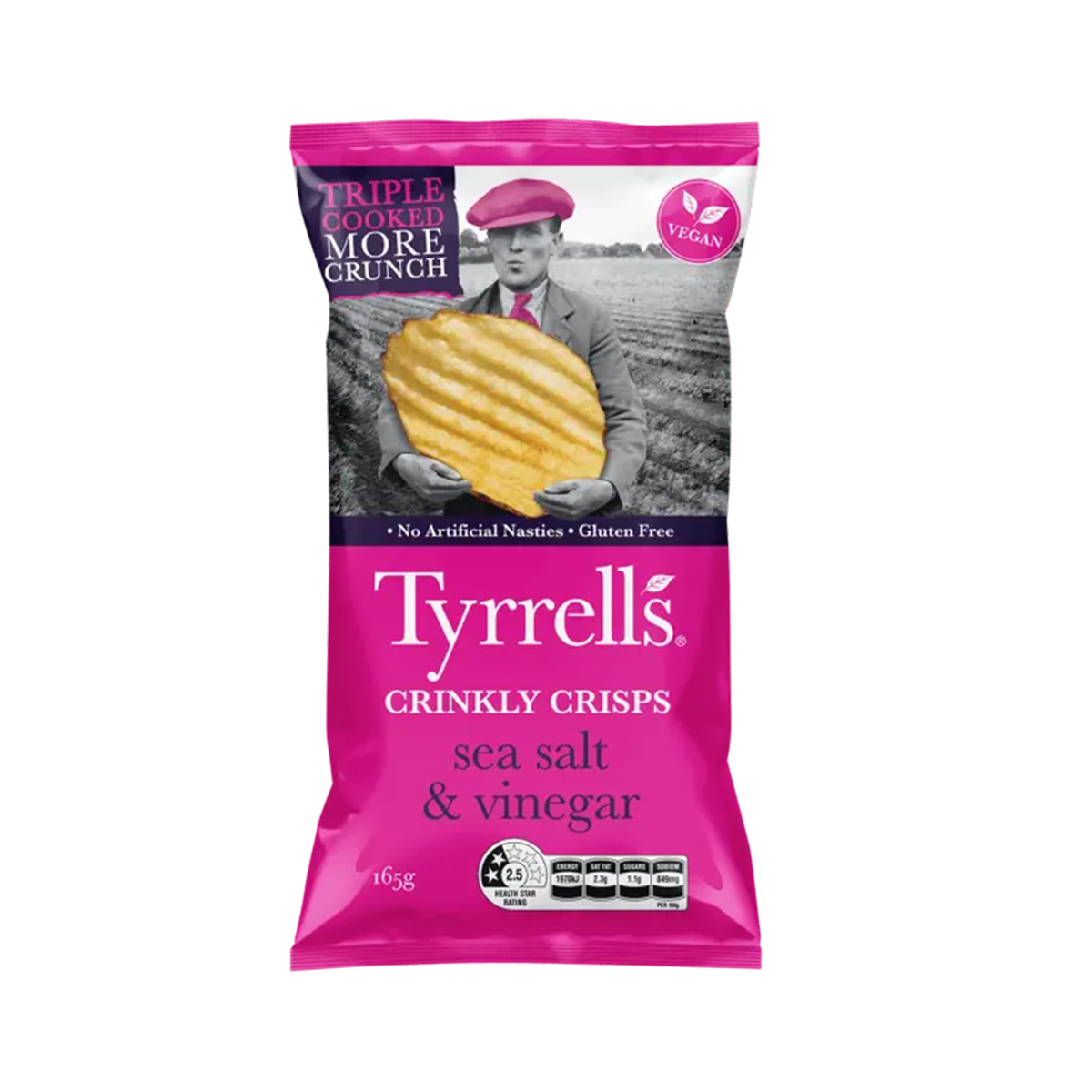 Tyrrells Crinkly Crisps Salt and Vinegar 165g