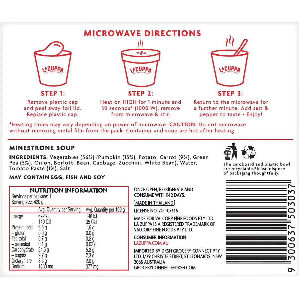 La Zuppa Hearty Minestrone Soup 420g