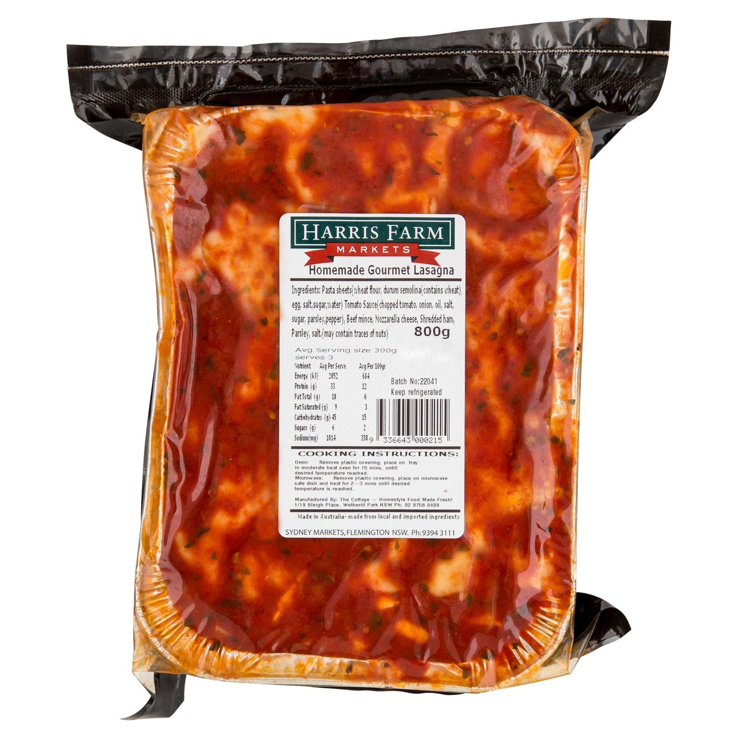 The Cottage Lasagna Gourmet 800g , Frdg3-Meals - HFM, Harris Farm Markets
