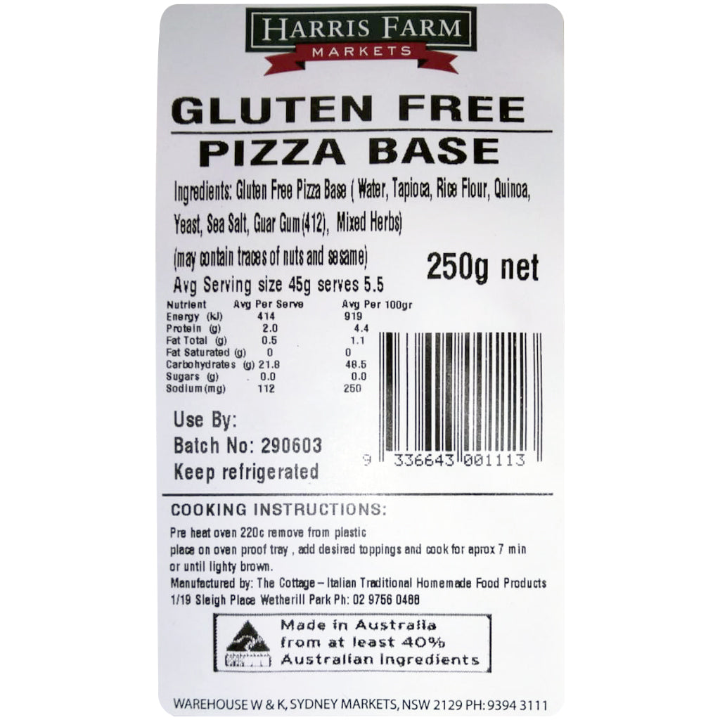 Harris Farm Pizza Gluten Free Pizza Base | Harris Farm Online