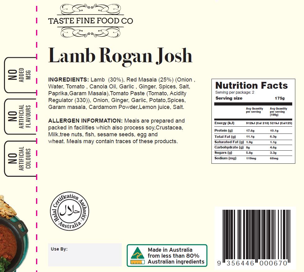 Taste Fine Food Lamb Rogan Josh | Harris Farm Online