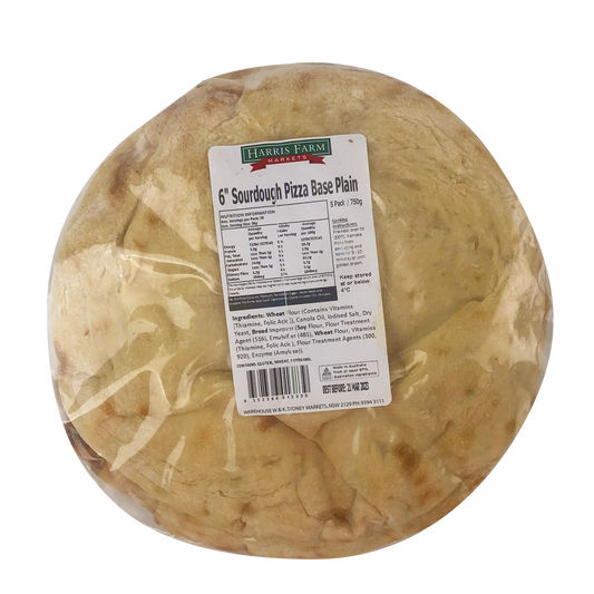 Harris Farm Pizza Bases Sourdough Small Plain x5 750g