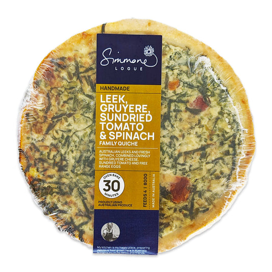 Simmone Logue Leek Gruyere Tomato and Spinach Quiche 800g | Harris Farm Online