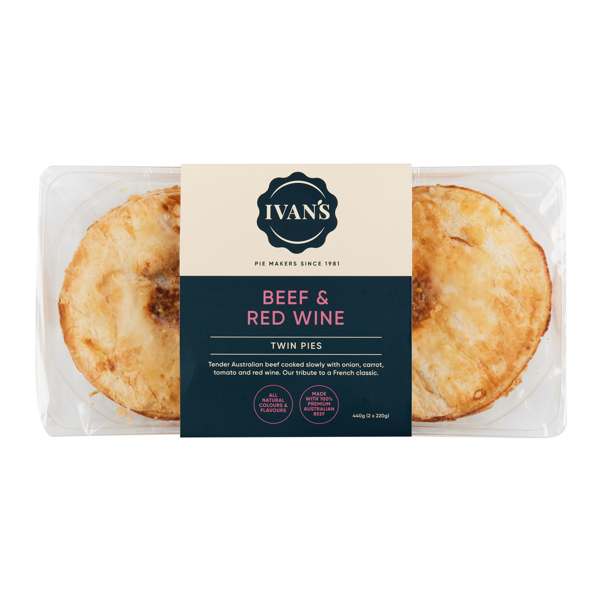 Ivan's Pies Beef and Red Wine Pies x2 440g