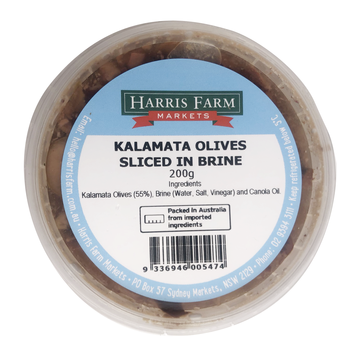 Harris Farm Kalamata Olive Sliced in Brine 200g