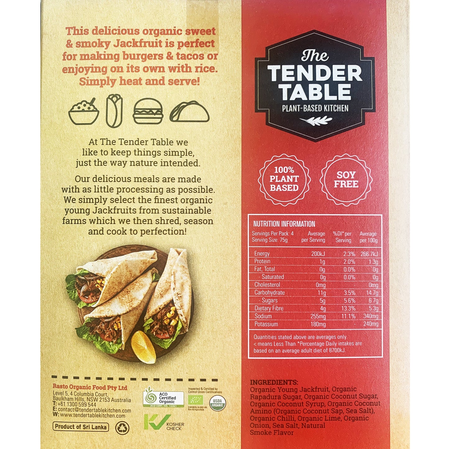 The Tender Table Organic Sweet and Smoky Jackfruit 300g