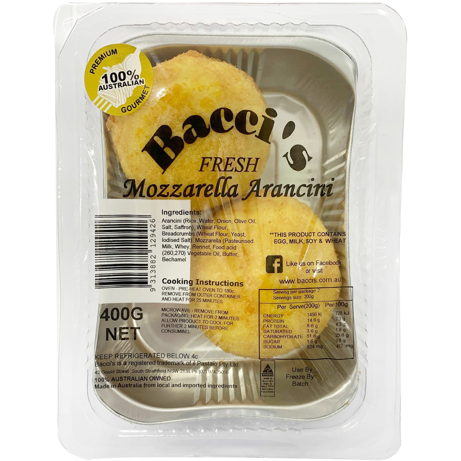 Baccis Fresh Gourmet Mozzarella Arancini | Harris Farm Online