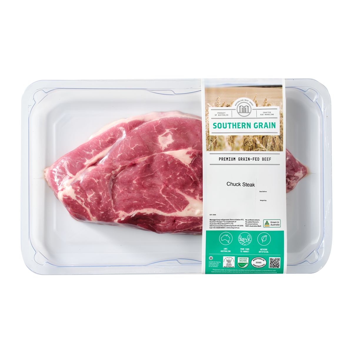 Southern Grain Premium Grain Fed Beef MB2 Beef Chuck Steak 300-600g