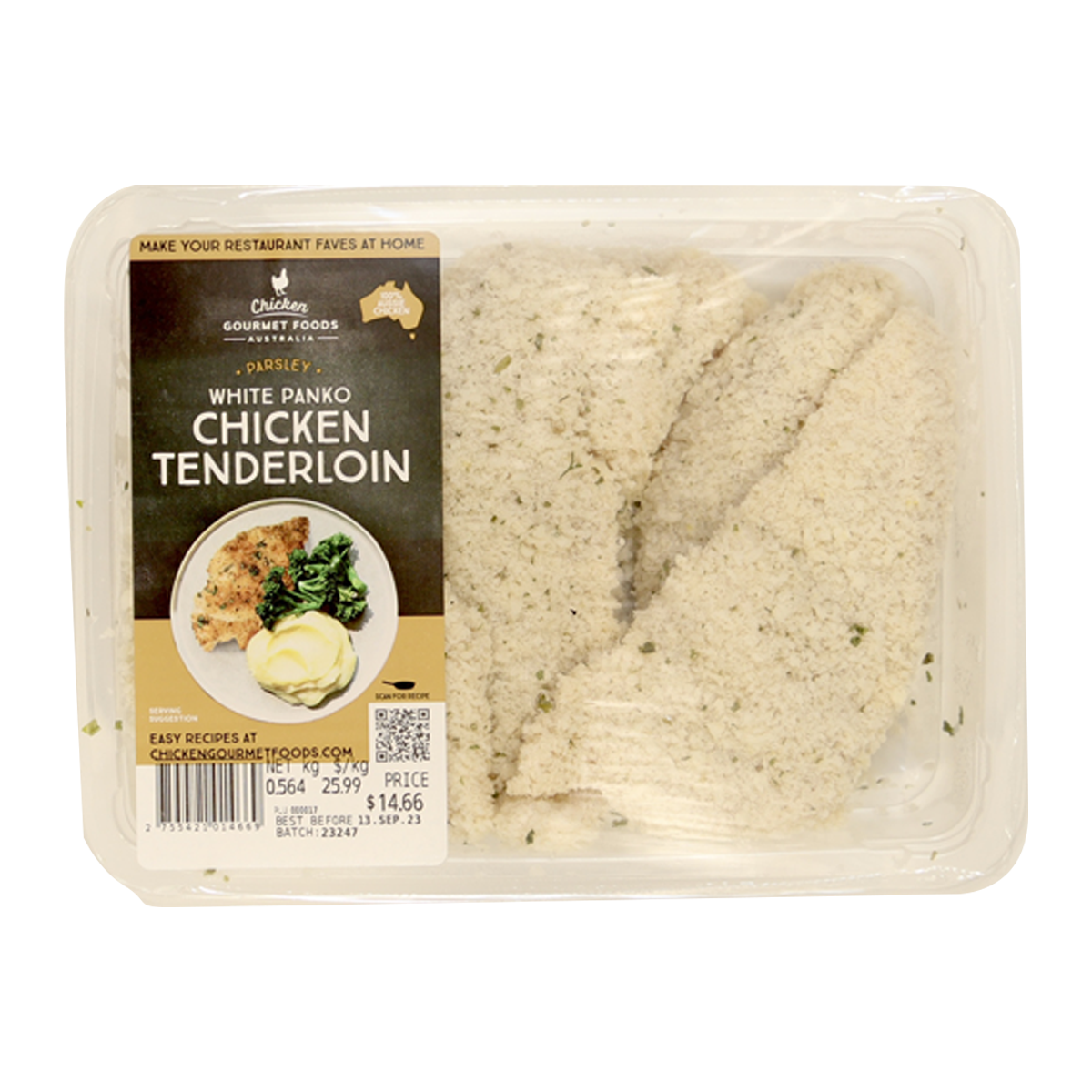 Chicken Gourmet Foods White Panko Chicken Tenderloin 500-750g