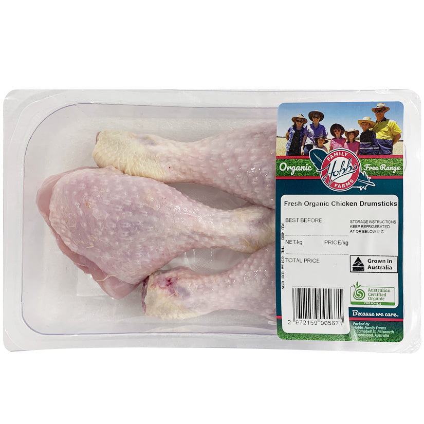 Hobb's Farms Organic Free Range Chicken Drumsticks | Harris Farm Online