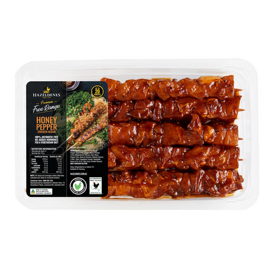 Hazeldenes Free Range Chicken Kebabs Honey Pepper 375g