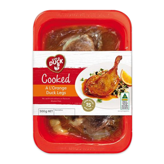 Luv-a Duck Cooked A L'Orange Duck Legs 500g | Harris Farm Online