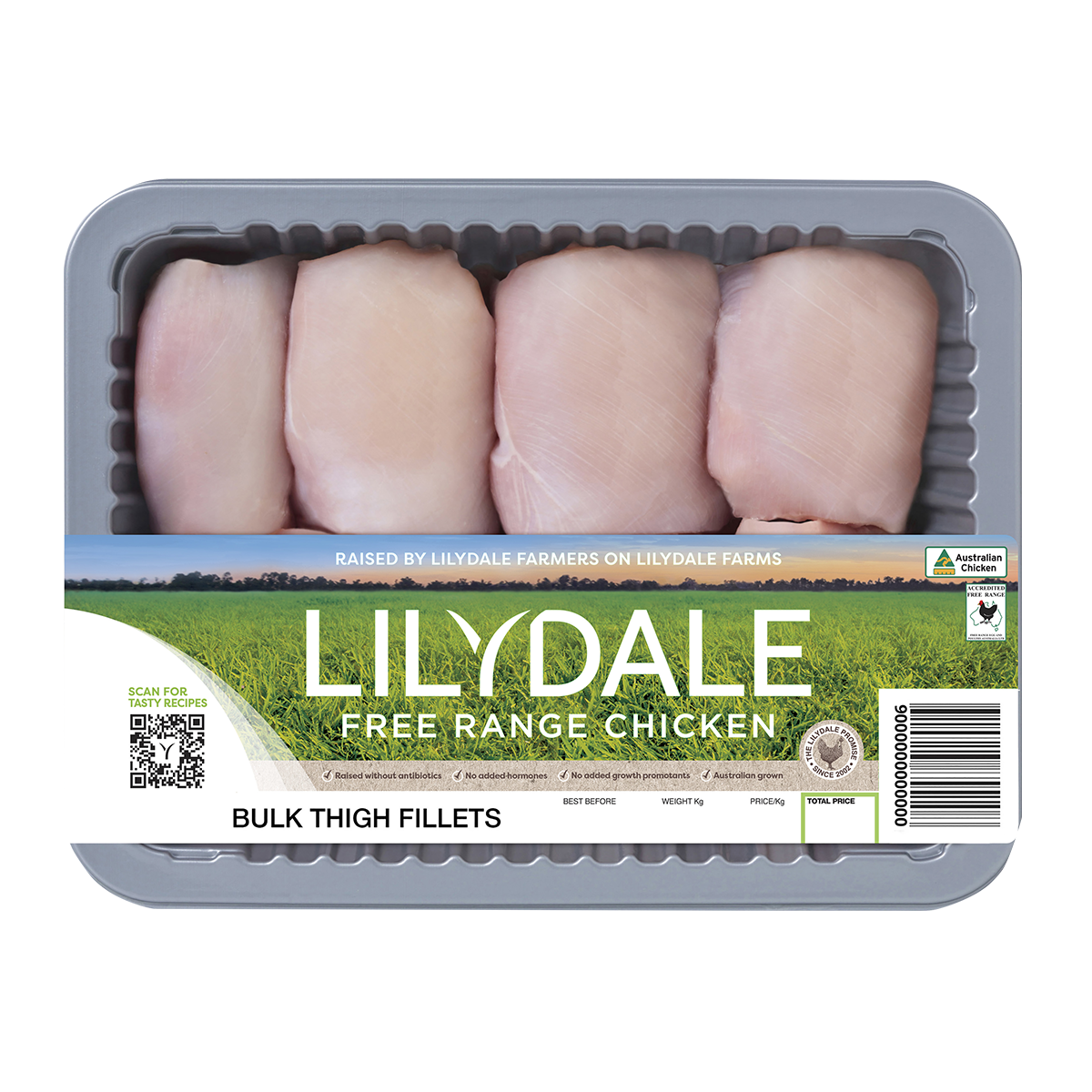 Lilydale Free Range Chicken Thigh Fillets 800g-1.2kg