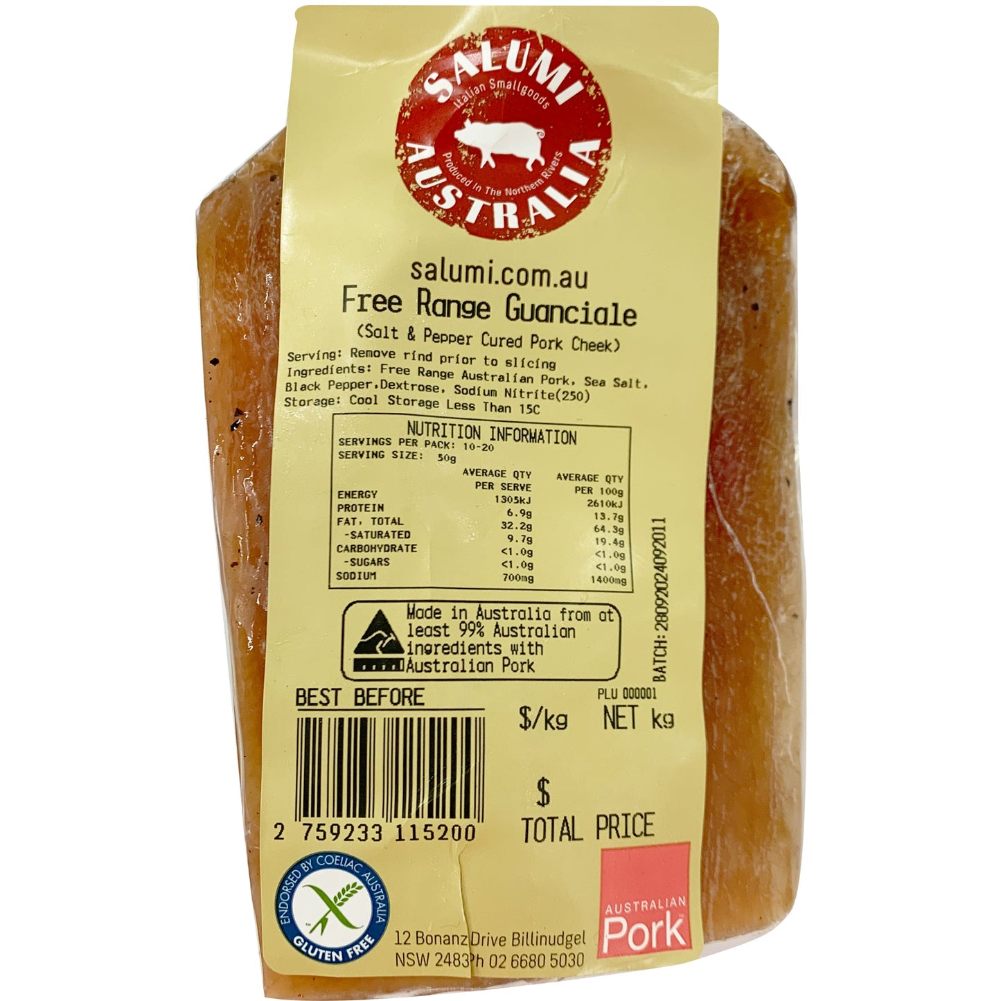 Salumi Free Range Guanciale | Harris Farm Online