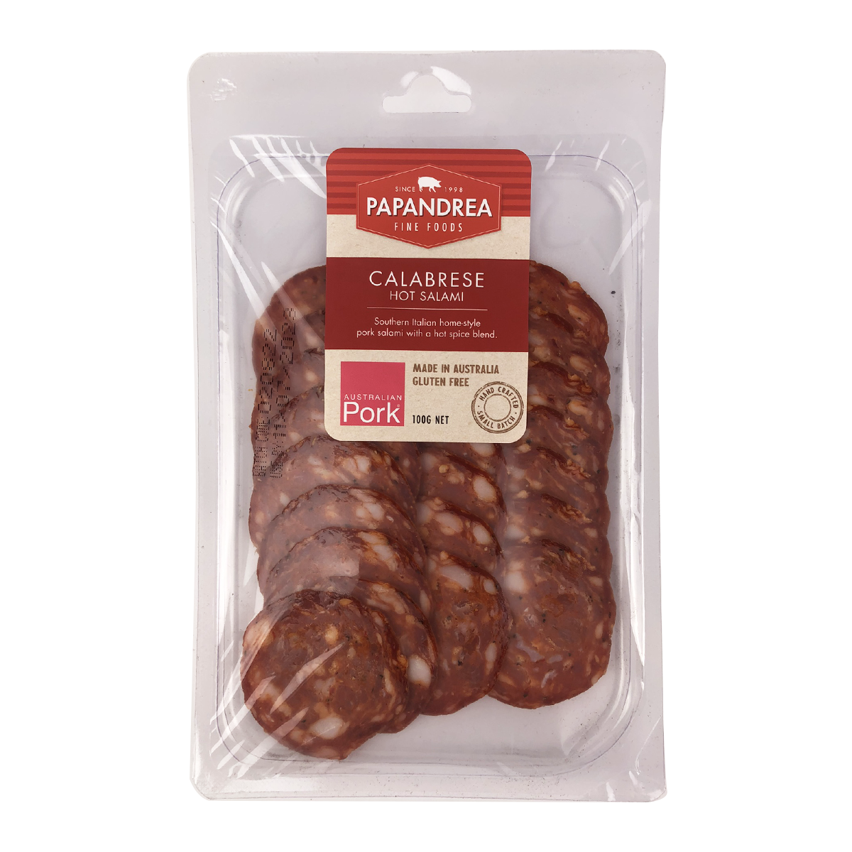 Papandrea Fine Foods Calabrese Hot Salami 100g