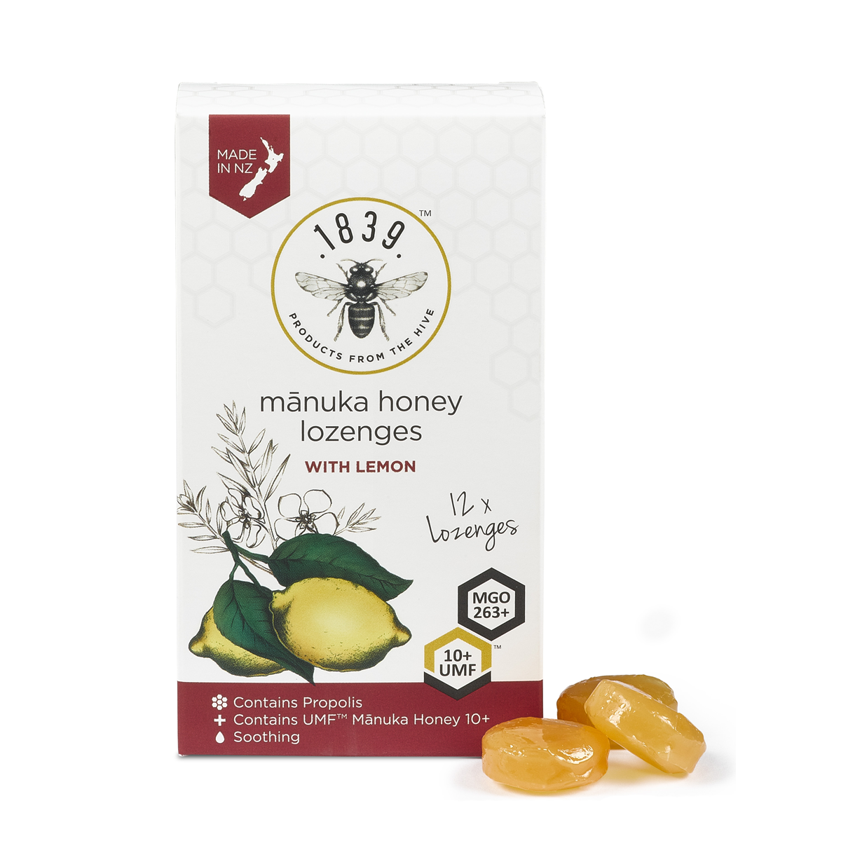 1839 Manuka Honey Lemon Lozenges x12 54g