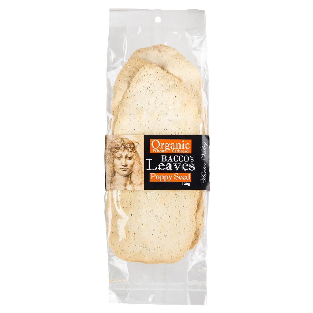 Bacco's Leaves - Flatbread Organic Wheat - Poppy Seed | Harris Farm Online