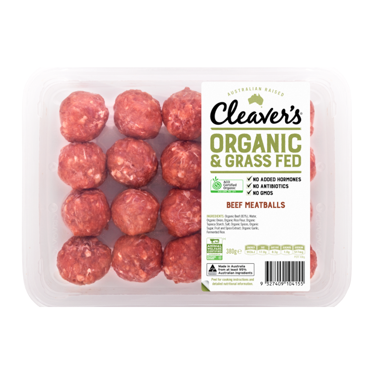 Cleaver's Organic Free Range and Grass Fed Beef Meatballs 400g