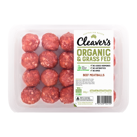 Cleaver's Organic Free Range and Grass Fed Beef Meatballs 400g