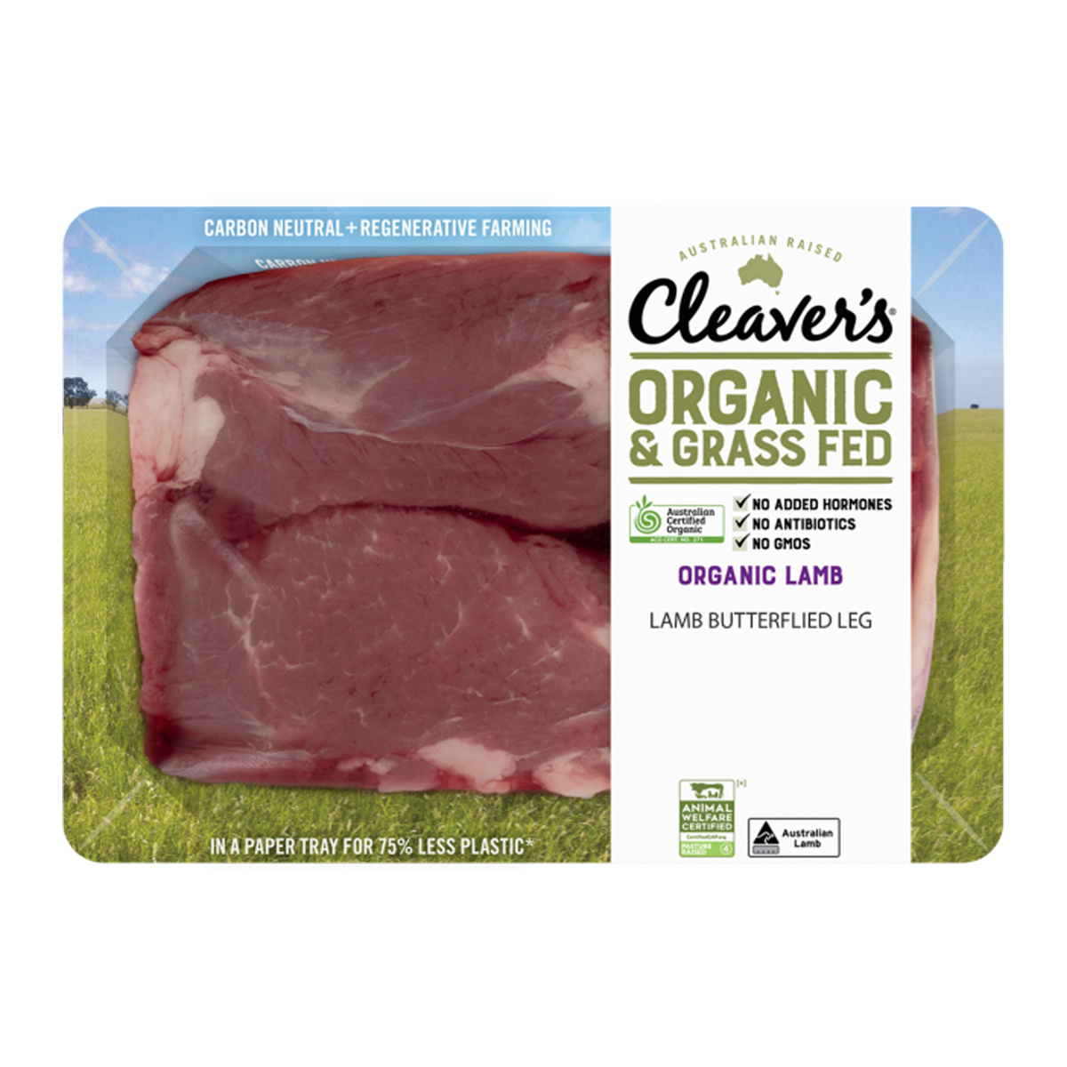 Cleaver's Organic and Grass Fed Butterflied Lamb Leg 500g-1kg