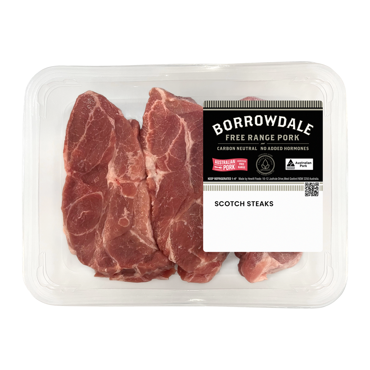 Borrowdale Free Range Pork Scotch Fillet Steak 400g-600g