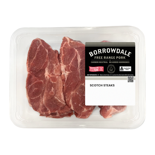 Borrowdale Free Range Pork Scotch Fillet Steak 400g-600g