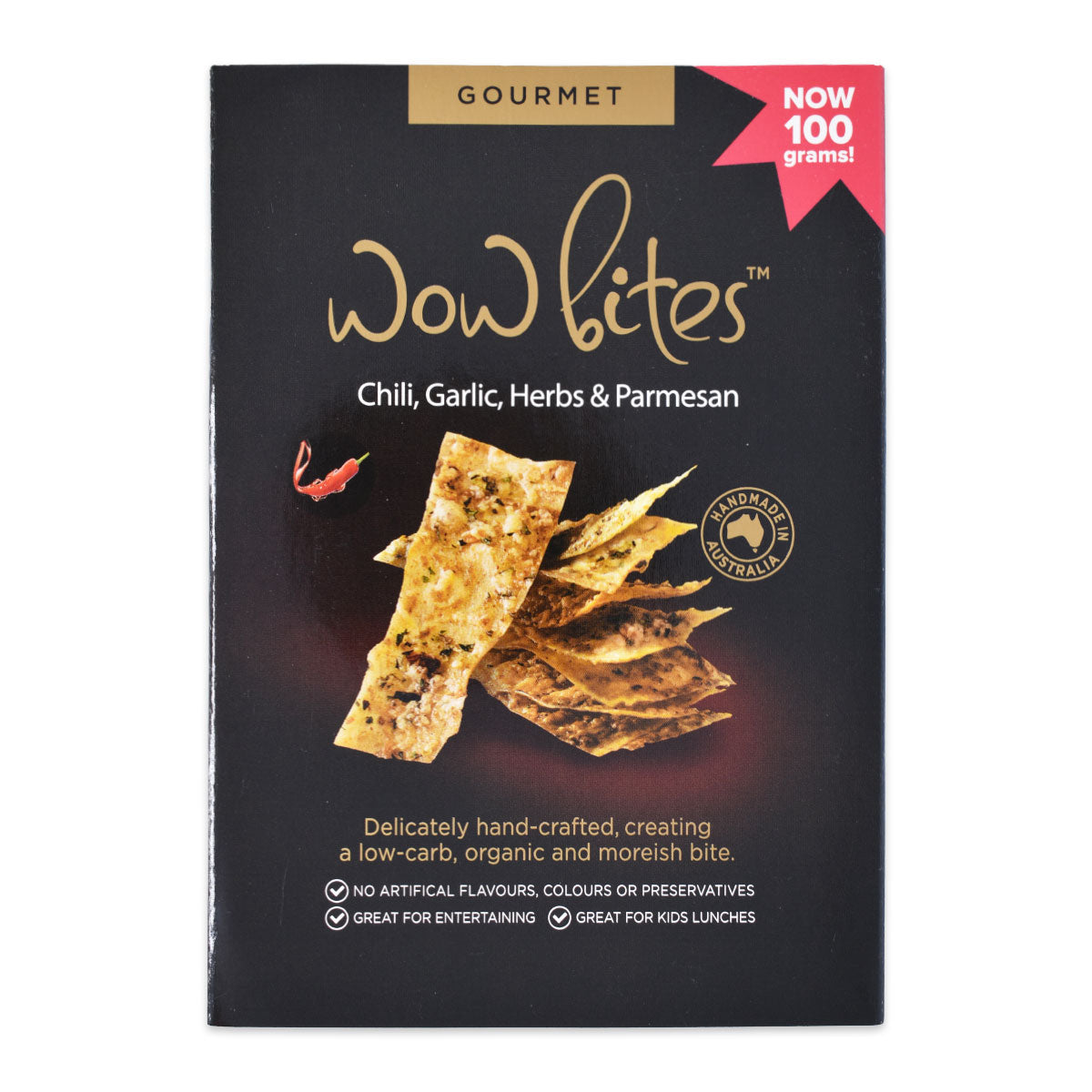 Wow Bites Chilli, Garlic, Harbs and Parmesan Crackers 100g | Harris Farm Online 