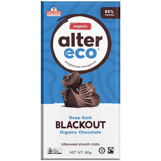 Alter Eco Organic 85% Dark Chocolate Blackout 80g