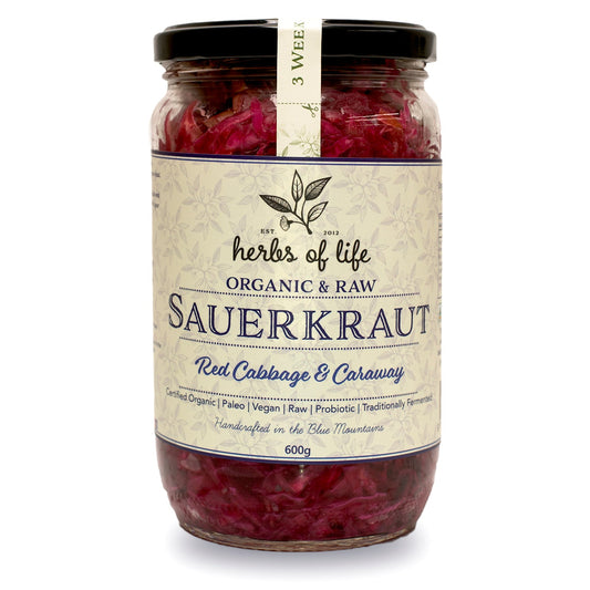 Herbs of Life Sauerkraut Red Cabbage and Caraway 600g