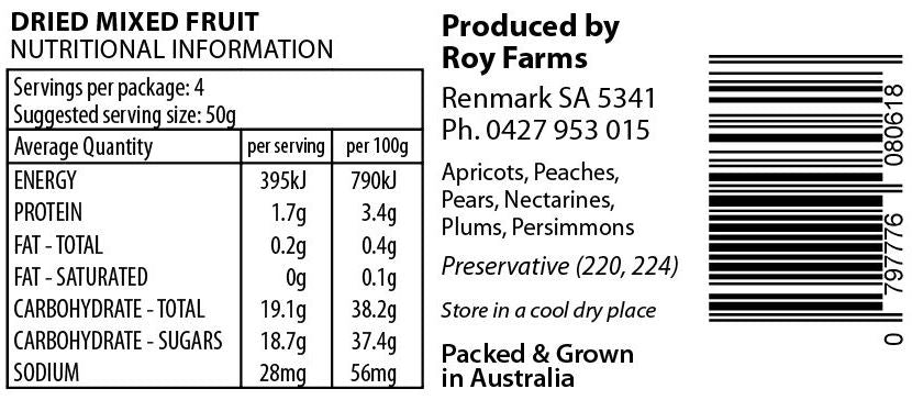 Roy Farms - Dried Mixed Fruit | Harris Farm Online