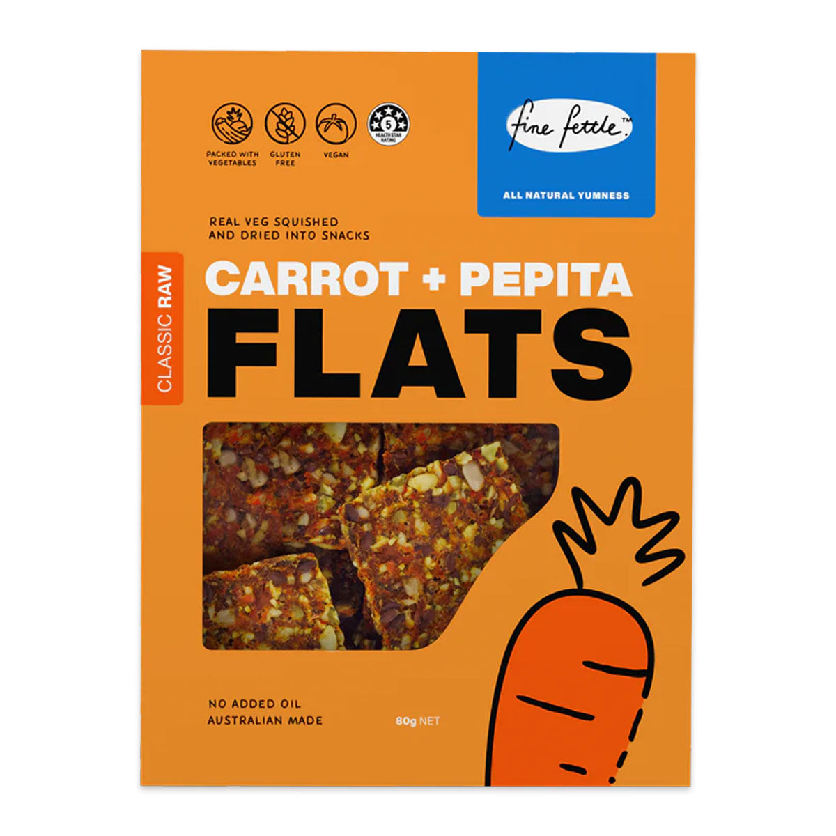 Fine Fettle Flats Carrot and Pepita Crackers 80g | Harris Farm Online