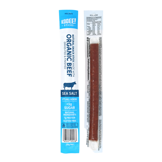 Kooee Organic Grass Fed Beef Stick Sea Salt 25g