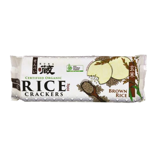 Kura Organic Rice Crackers Brown 100g