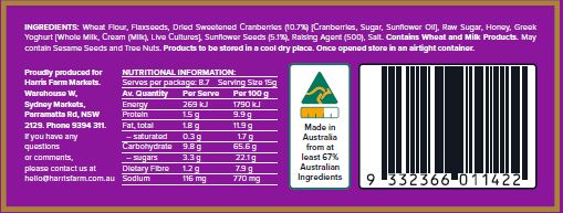 The Crackery Cranberry and Sunflower Seed Cracker | Harris Farm Online