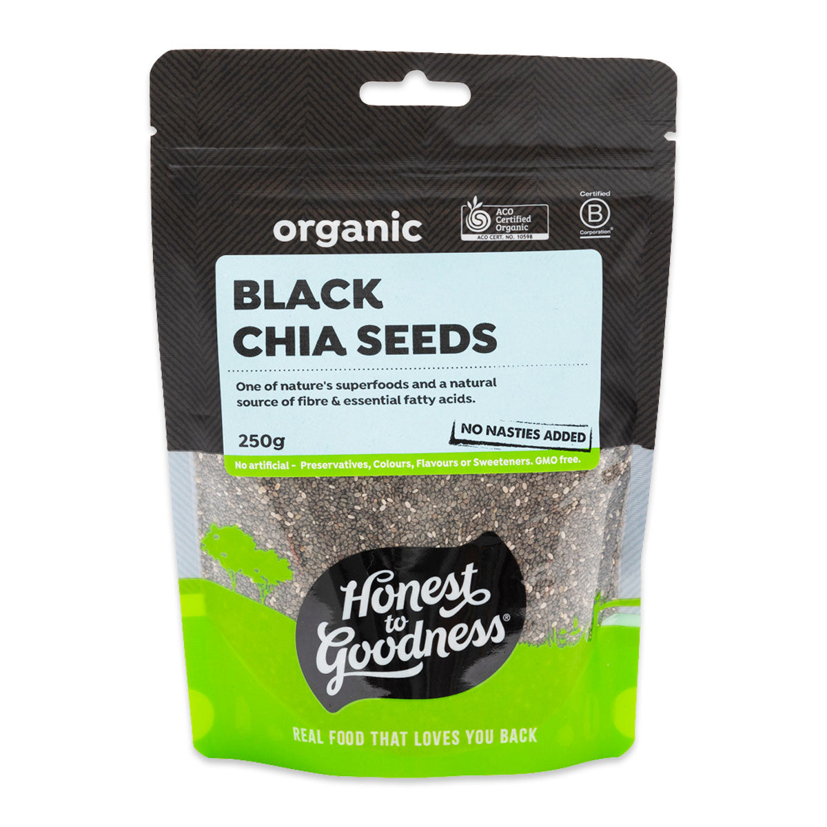 Honest to Goodness Organic Black Chia Seeds 250g | Harris Farm Online