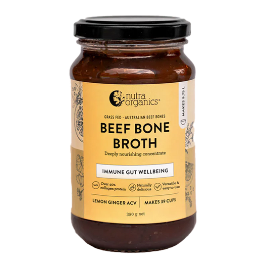 Nutra Organics Beef Bone Broth Lemon and Ginger 390g