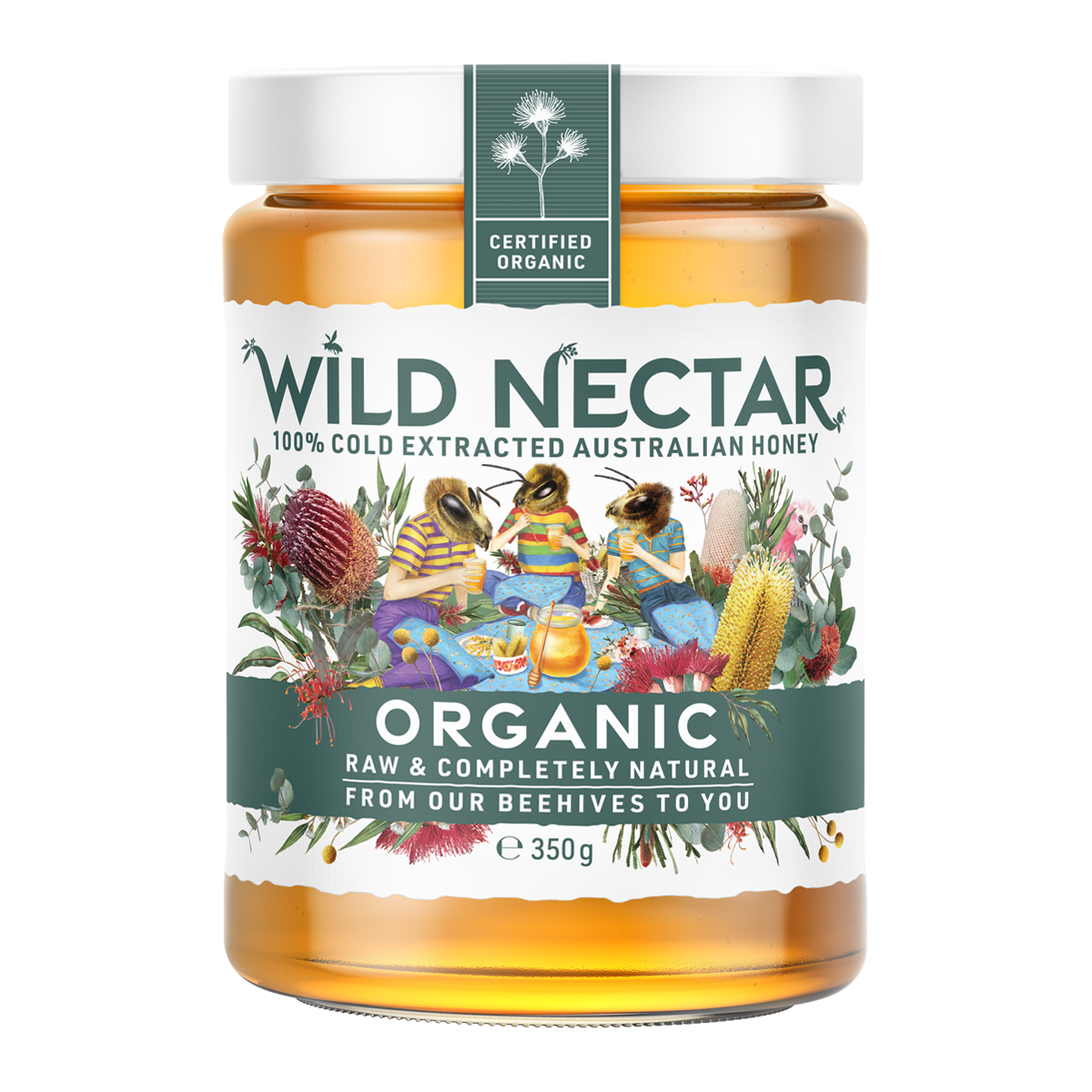 Wild Nectar Australian Organic Honey Jar 350g