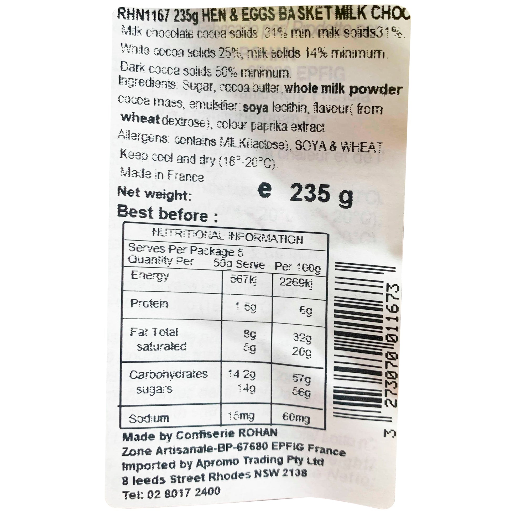 Confiserie Rohan Milk Chocolate Hen and Eggs on Basket | Harris Farm Online